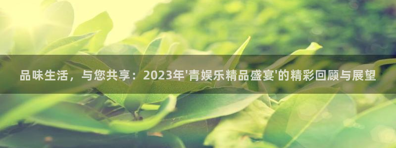 美狮贵宾会会员登录：品味生活，与您共享：2023年\'青娱乐精品盛宴\'的精彩回顾与展望